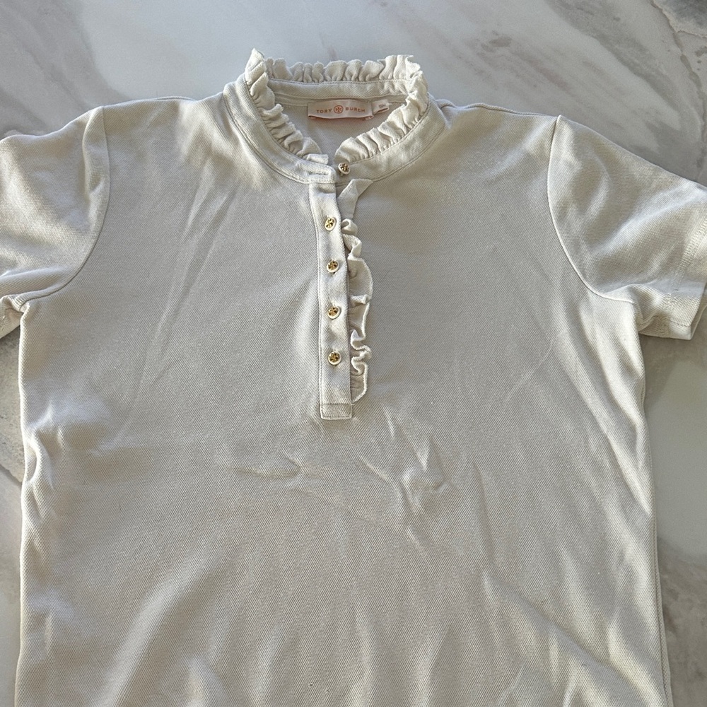 Tory Burch cream Short Sleeve polo.
